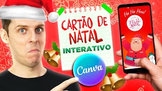 Como Criar um Cartão de Natal Digital e Interativo Online e Grátis no Canva [upl. by Nnaik]