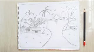 sketch art tutorial 💗💗 natural scenery 🎑💗 Step by step 🤩💥 Subscribe my channel 🥺💗 [upl. by Walford861]