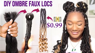 😱 ONLY 099 🔥 Diy OMBRE FAUX LOCS WITH STRAIGHT KANEKALON HAIR [upl. by Aitnas]