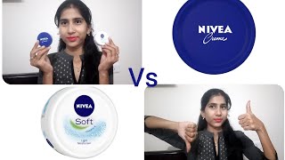 Nivea cream Vs Nivea soft light moisturizerreview and differences in telugu [upl. by Ruamaj]