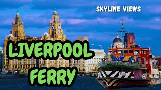 Liverpool Ferry boat tour Amazing Views of Queen Mary II and skyline from the Ferry 4K [upl. by Gnal]