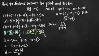 Distance between a point and a line vectors KristaKingMath [upl. by Surtimed]