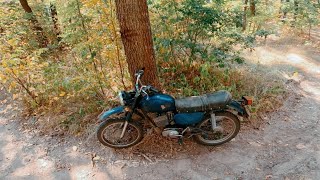 Riding an old dirt bike 125 through the autumn forest [upl. by Hedda587]