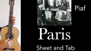 Paris Piaf Arrangement for Guitar Tutorial Sheet and Tab [upl. by Bixby]