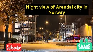 Night View of Arendal city in Norway  Beauty of Arendal city at night time [upl. by Nylzor]