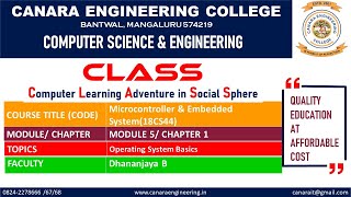 VTU MCES18CS44 MC amp ES RTOS and IDE in Embedded System DesignOperating system Basics M5 L1 [upl. by Melba]