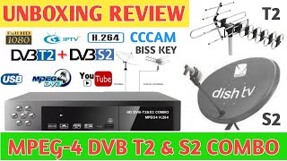 Unboxing And Review DVB T2 amp S2 Combo 8902 Mpeg4 Set Top Box For DD Free Dish [upl. by Daeriam]