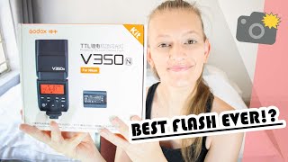 HOW TO USE A CAMERA FLASH  UNBOXING GODOX V350 FLASH FOR NIKON [upl. by Kubis452]