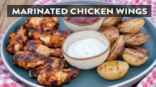 Grilled Chicken Wings  How To Make Marinated Chicken Wings On The Grill [upl. by Shepperd]