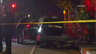 LAFD Finds Dead Body In Burning Car [upl. by Iur]