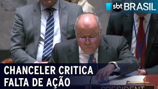 Ministro Mauro Vieira critica Conselho de Segurança da ONU  SBT Brasil 071123 [upl. by Bergren]