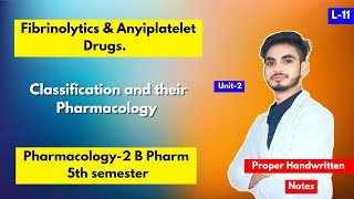 L11। U2। Fibrinolytics and antiplatelet drugs। Classification amp their Pharmacology।B Pharm 5th sem [upl. by Adam152]