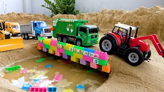 Rescue construction vehicles and build bridge with crane truck excavator  Toy car story  BIBO TOYS [upl. by Aiduan291]