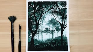 Forest Watercolor Painting for Beginners Step by Step  Easy Watercolor Paintings Techniques [upl. by Tristram]