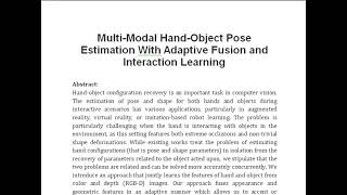 Multi Modal Hand Object Pose Estimation With Adaptive Fusion and Interaction Learning [upl. by Llezom]