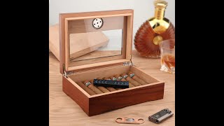 TISFA Wooden Humidor with Hygrometer and Humidifier amp How to Season a Humidor [upl. by Ibba638]