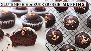 Glutenfreie Schoko Muffins  ohne Zucker ohne Mehl backen [upl. by Aicilev]