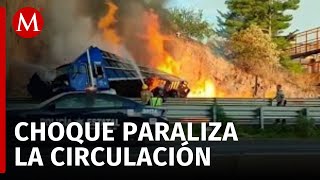 Choque de dos tráileres provoca incendio en Arco Norte Edomex [upl. by Mhoj]