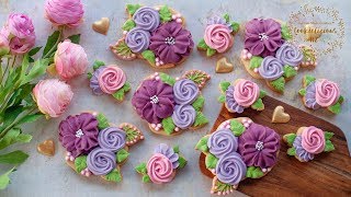 How to make FLOWER CLUSTER COOKIES  Lean how to pipe flowers with royal icing [upl. by Voletta]