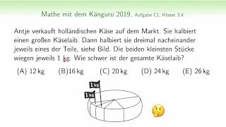 C1 Känguru Wettbewerb 2019 Klasse 3 4 verdoppeln  halbieren  Verdoppelungsaufgaben [upl. by Nrevel]