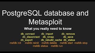 PostgresSQL important commands to know while using Metasploit msfdb and db status [upl. by Yrannav848]