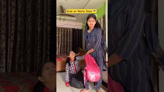 Watch till end  Kids on Rainy days  Mahi Tiwari rainyday rainyseason shorts [upl. by Reyaht]