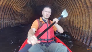 Paddling Through Long Culvert In Kayak Exploring Collapse [upl. by Koenraad]