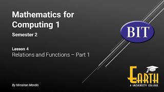 BIT  Sem 2  Maths  Lesson 4  Relations and Functions  Part 1 [upl. by Hoashis]