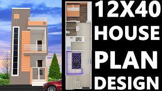 12X40 House plan and duplex elevation full details [upl. by Christoper]