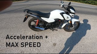 2022 HONDA CB 125F acceleration amp max speed [upl. by Ahsenot]