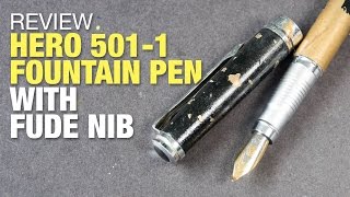 Review Hero 5011 Fountain Pen with Fude Nib [upl. by Gnek]