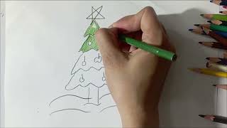 draw Christmas trees with colours [upl. by Ellerd]