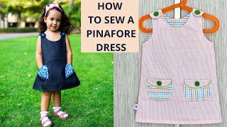 DIY HOWTO SEW A PINAFORE BABY GIRL DRESS 12 YEARS BABY Helloangeldesign [upl. by Odnalor553]