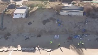 Shocking drone footage of homes falling off cliffs at Hemsby [upl. by Eelyab]