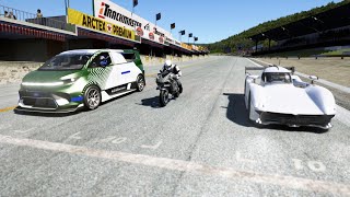 Kawasaki Ninja H2R Supercharged vs Ford Supervan 4 vs McMurtry Speirling at Old Spa [upl. by Strephonn424]