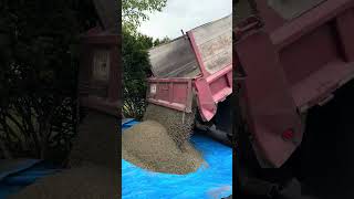 Watch as Pea Gravel gets dumped patio stone delivery landscape landscaping dumptruck asmr [upl. by Ola]