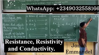 RESISTANCE RESISTIVITY and CONDUCTIVITY JAMB and WAEC Physics tutorial excellenceacademy [upl. by Oiznun]