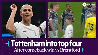 🎯 Tottenham move into the top four after badtempered Premier League clash with Brentford [upl. by Lapo]