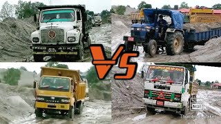 Eicher Tripper Vs TATA Vs Ashok Leyland Vs Eicher Tractor Heavy load DrivingTest Drive power2021 [upl. by Ettesel]