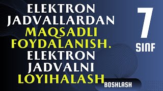 3 bob 1 mavzu Elektron jadvallardan maqsadli foydalanish Elektron jadvalni loyihalash [upl. by Osithe]