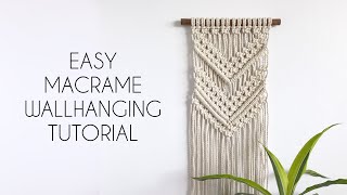 DIY EASY BEGINNER MACRAME WALLHANGING TUTORIAL  MACRAME FOR BEGINNERS  BOHO DECOR step by step [upl. by Peter664]