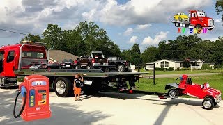 Kruz Loading Hauling Powered Ride On Trucks Cars on the Rollback [upl. by Sprage908]