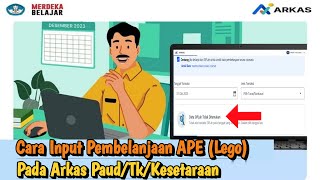 Cara Menginput Pembelanjaan APE LEGO  Arkas PaudTkKesetraan [upl. by Tyler675]