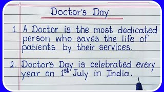 10 lines on Doctors DaySpeech on National Doctors dayDoctors Day 2021 [upl. by Arramas667]