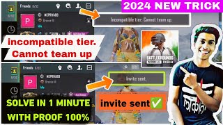 incompatible tier cannot team up bgmi 2024  bgmi incompatible tier cannot team up  invite not sent [upl. by Bigod]