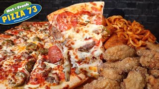 ASMR NO TALKING Pepperoni amp Jalapeño Cheese Pizza Jalapeño Poppers Wings amp Jalapeño Cheese Sauce [upl. by Baryram]