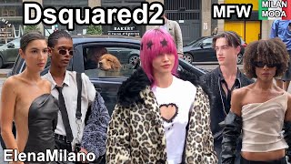 Dsquared Fashion guests street style models Milan Fashion Week 140624 🇮🇹 italy milan mfw [upl. by Ennasus574]