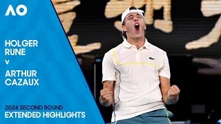 Holger Rune v Arthur Cazaux Extended Highlights  Australian Open 2024 Second Round [upl. by Barmen80]