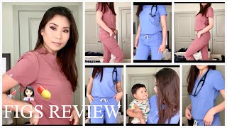 FIGS SCRUBS  Second impression  try on  haul  review  Limited Edition Mauve  Core Ceil blue [upl. by Lerred62]