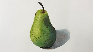 Still Life 82  Watercolor fruit painting of a pear [upl. by Pru996]